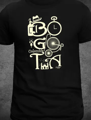 Camiseta C-03 Bogotá, letras ilustradas