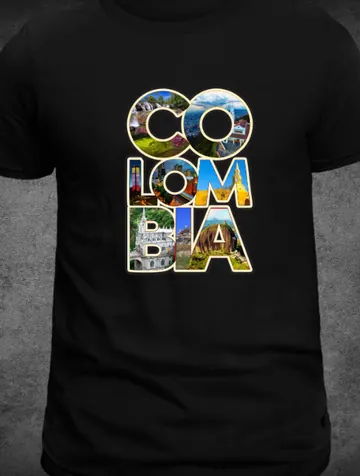 Camiseta C-05 Colombia, letras con paisajes