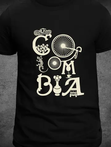 Camiseta C-09 Colombia, letras y bicicleta